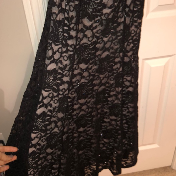 2 Piece Black Lace Mermaid Prom Dress - Picture 3 of 8
